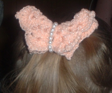 CROCHETED BUTTERFLY HAIR BARRETTE  LARGE  $3.00 EA.
